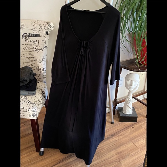 Black, comfortable, jersey-type midi dress, 4x - Picture 1 of 5